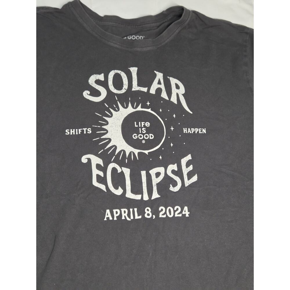 Life is Good Total Solar Eclipse Long Sleeve Crusher Tee Sz XL Black Women Hikin - Picture 3 of 9